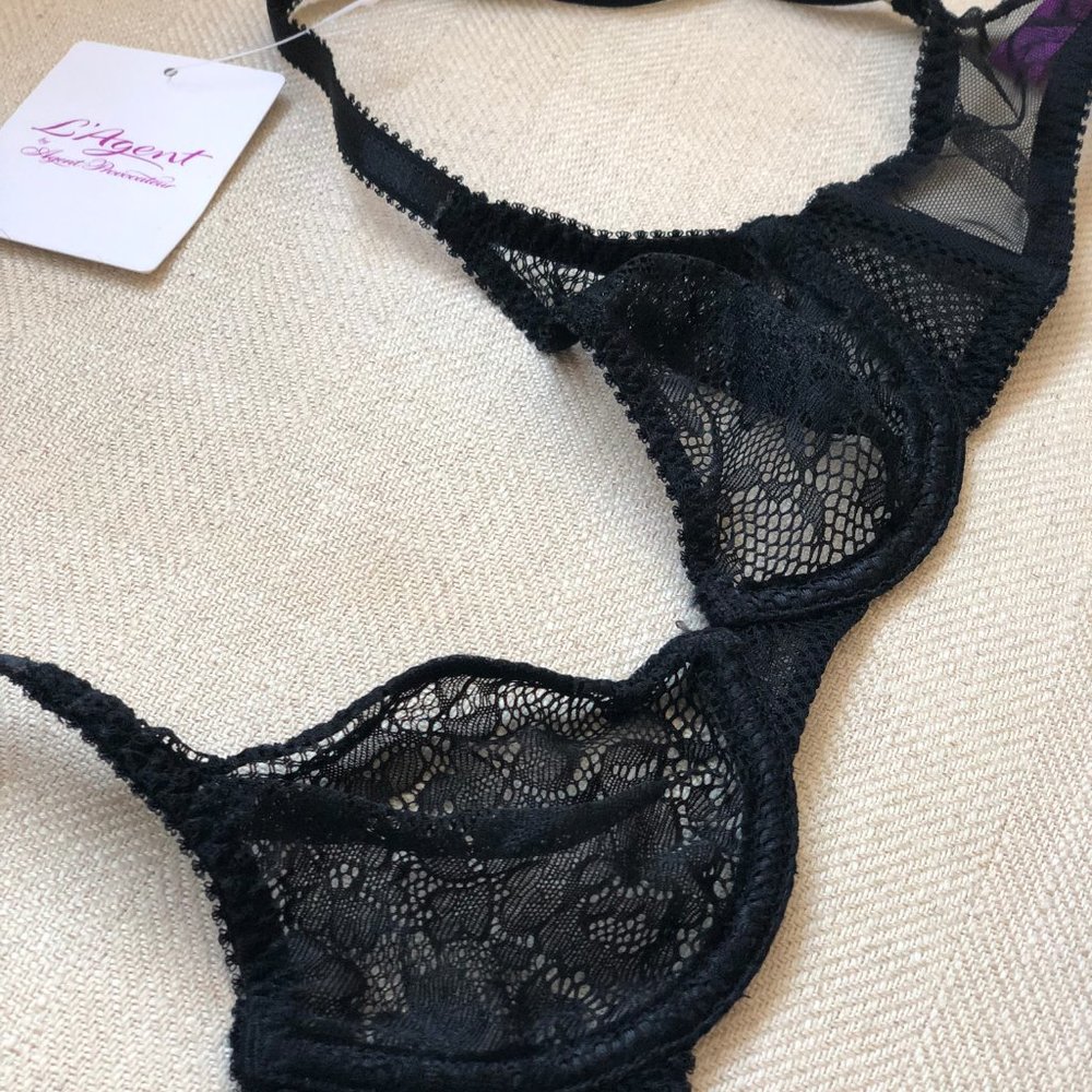 Agent Provocateur L’Agent Sheer Black Lace bra 32A